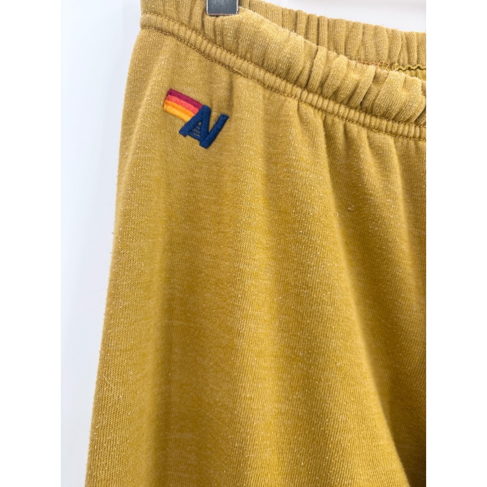 B52 Aviator Nation Rainbow Stitch Sweatpants Medium Chevron Stripe Yellow - Picture 2 of 13